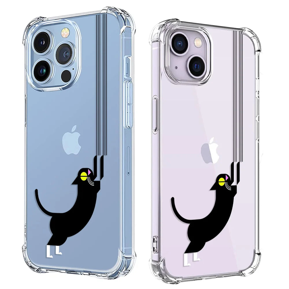 Cartoon Lovely Cat Phone Case For iPhone 14 13 12 11 Pro X XS XR Max 7 8 Plus SE Mini Shockproof Soft Clear TPU Back Cover
