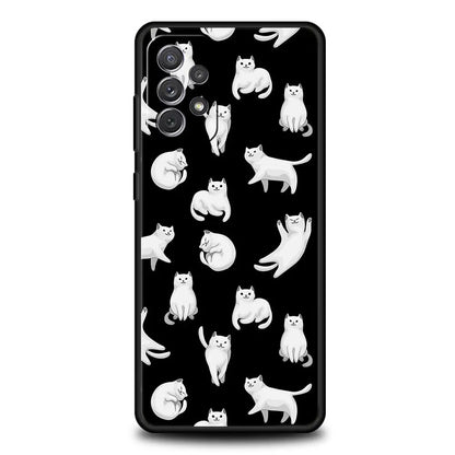 Cartoon Cats Background Phone Case For Samsung Galaxy A51 A71 A41 A31 A21S A11 A01 A03S A13 A23 A33 A53 A73 5G A12 A32 Cover