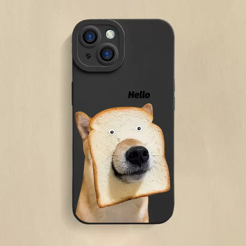 Cute Bread Dog TPU Soft Phone Case For Samsung S23 Ultra S22 Plus S21 FE S20 S10 Note 20 Ultra 10 Lite