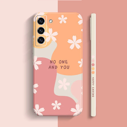 Flowers Phone Case for Samsung Galaxy S20 S21 FE S22 Note 10 Lite 20 Ultra S10 Plus Square Lens Protection Silicone Soft Cover