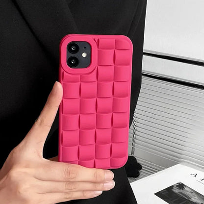 3D Cube Weave Pattern Soft Silicone Phone Case For iPhone 15 13 14 Pro Max 11 12 pro max X XS XR 7 14  Matte Shockproof Cover