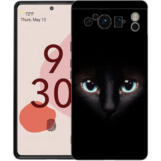 Black Cat Staring Eye Phone Case For Google Pixel 8 A 7 6 Pro 6A 5G Black Soft Shockproof Back Cover Silicone TPU Shell Coque