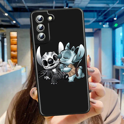 Lilo Stitch Cartoon For Samsung Galaxy S24 S23 S22 S21 S20 Ultra Plus Pro S10 S9 S8 S7 4G 5G Silicone Soft Black Phone Case