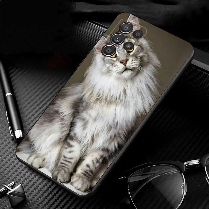 Phone Case for Samsung Galaxy S23 S22 S21 S20 Ultra S20 S22 S21 S10 S9 Plus S10E S20FE Maine Coon Cat