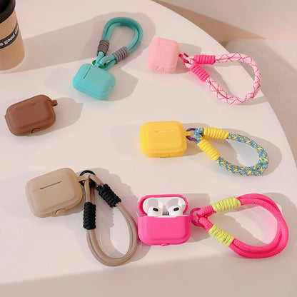 Soft Silicone Case For Airpods Pro 2 3 1 Luxury Wireless Earphone Protective Cover With Anti-lost Lanyard Headphone Accessories