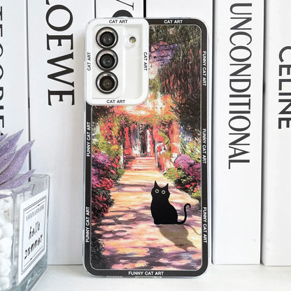 Funny Cat Art Case For Samsung Galaxy S20 Plus S21 FE S22 S23 Ultra A53 A52 A54 A33 Claude Monet Van Gogh Water Lilies Irises