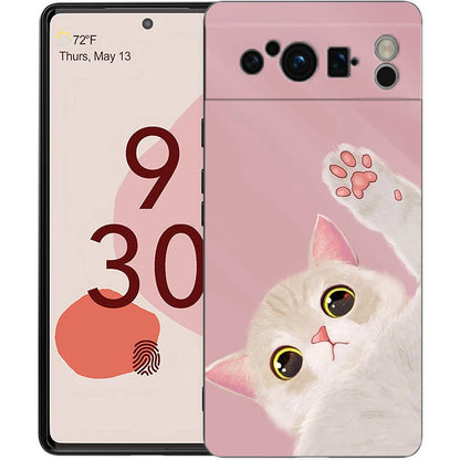 Cat Cute Kitten Cartoon For Google Pixel 8 7 6 Pro 6A 5G Black Phone Case Soft Shockproof Back Cover Silicone TPU Shell Coque