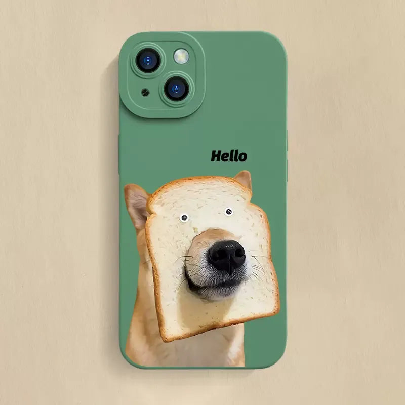Cute Bread Dog TPU Soft Phone Case For Samsung S23 Ultra S22 Plus S21 FE S20 S10 Note 20 Ultra 10 Lite