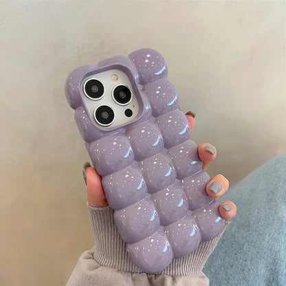 Cute Stylish Bread Chocolate Block 3D Phone Case For iPhone 14 13 12 15 Pro Max 11 Glossy Protective Cover Fundas