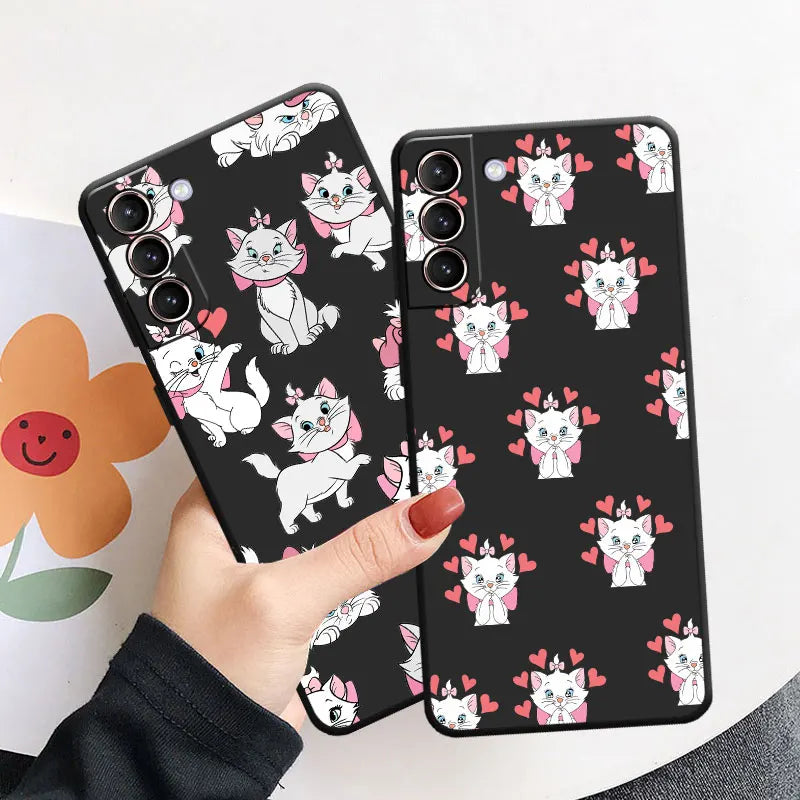 Disney Marie Cat Cute Phone Case for Samsung Galaxy S20 S22 A22 S21 A32 Note 20 Ultra 10 Plus 8 9 A72 TPU Soft Cover Cases