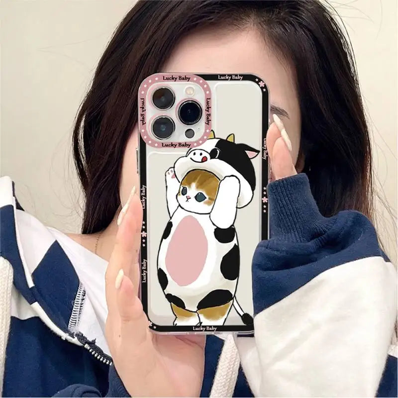 Cute Animals Cat Phone Case for iPhone 11 12 13 Mini Pro Max 14 Pro Max Case shell