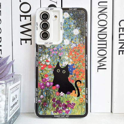 Funny Cat Art Case For Samsung Galaxy S20 Plus S21 FE S22 S23 Ultra A53 A52 A54 A33 Claude Monet Van Gogh Water Lilies Irises