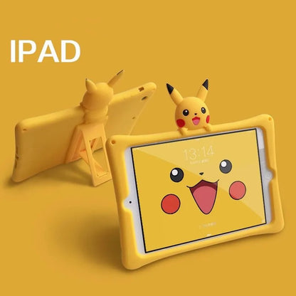 Pokemon Pikachu Silicon Stand Cover For iPad Pro 9.7 10.5 10.2 8th 9th 2018 2017 Air 1 2 3 Mini 2 3 4 5 6 Tablet Case Funda