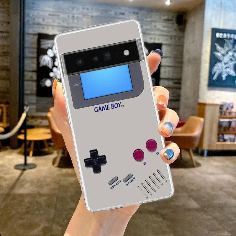 Gameboy Boy Game Phone Case For Google Pixel 8 7 6 Pro Soft TPU Shell For Pixel 6A 5 4 5A 4A 3A XL 5G Shockproof Clear Cover