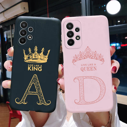 For Samsung Galaxy A23 5G Case SM-A236B Cute Couple Crown Letters Cover Soft TPU Phone Case For Samsung A23 A 23 GalaxyA23 Shell