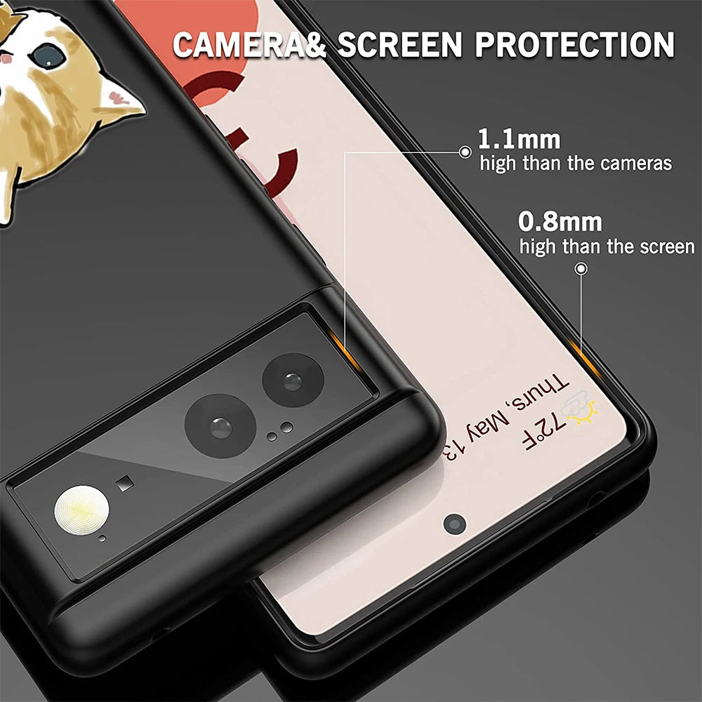 Pet Cat Black Phone Case For Google Pixel 7a 6 7 Pro 6a 4a 5a 5G 4 4XL 3 3a XL Cartoon Kitten Cases Soft Silicone TPU Cover Capa