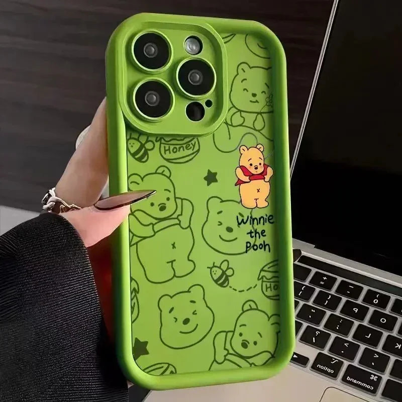 Disney Winnie Pooh Luxtury Phone Case For iPhone 15 14 Pro Max 13 12 11 Pro XS Max X XR 7 8 15 Plus SE 2020 Soft Silicone Cover