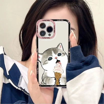 Cute Animals Cat Phone Case for iPhone 11 12 13 Mini Pro Max 14 Pro Max Case shell