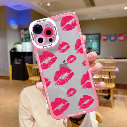 girl sexy lips Clear Phone Cover Case for iphone 7 8 Plus SE 2020 11 12 13 14 Pro Max X XS XR Soft Red Kisses Lips Back Cover
