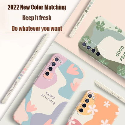 Flowers Phone Case for Samsung Galaxy S20 S21 FE S22 Note 10 Lite 20 Ultra S10 Plus Square Lens Protection Silicone Soft Cover