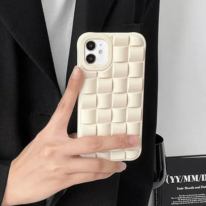 3D Cube Weave Pattern Soft Silicone Phone Case For iPhone 15 13 14 Pro Max 11 12 pro max X XS XR 7 14  Matte Shockproof Cover