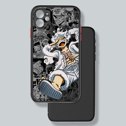 Luxury Anime One Piece Luffs Frosted Translucent For Apple iPhone 15 14 13 12 11 XS XR X 8 7 SE Pro Max Plus Mini Cover