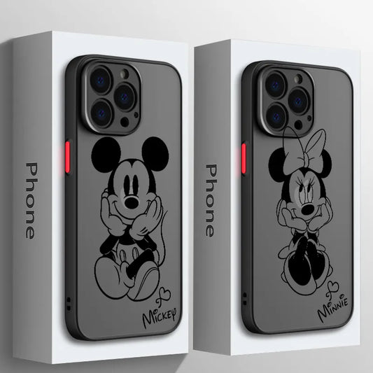 Disney Mickey Minnie Couple Phone Case For Apple iPhone 14 13 12 11 XS Mini Pro Max 8 7 XR X Matte Frosted Translucent