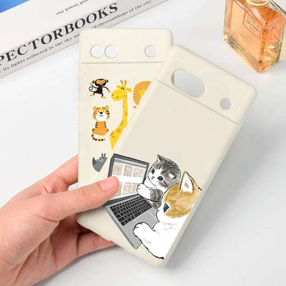 A Hardworking Cat Phone Case for Google Pixel 7a 7Pro 7 Shockproof Soft Liquid Silicone Coque Capa for Pixel 6a 6 6Pro Capas