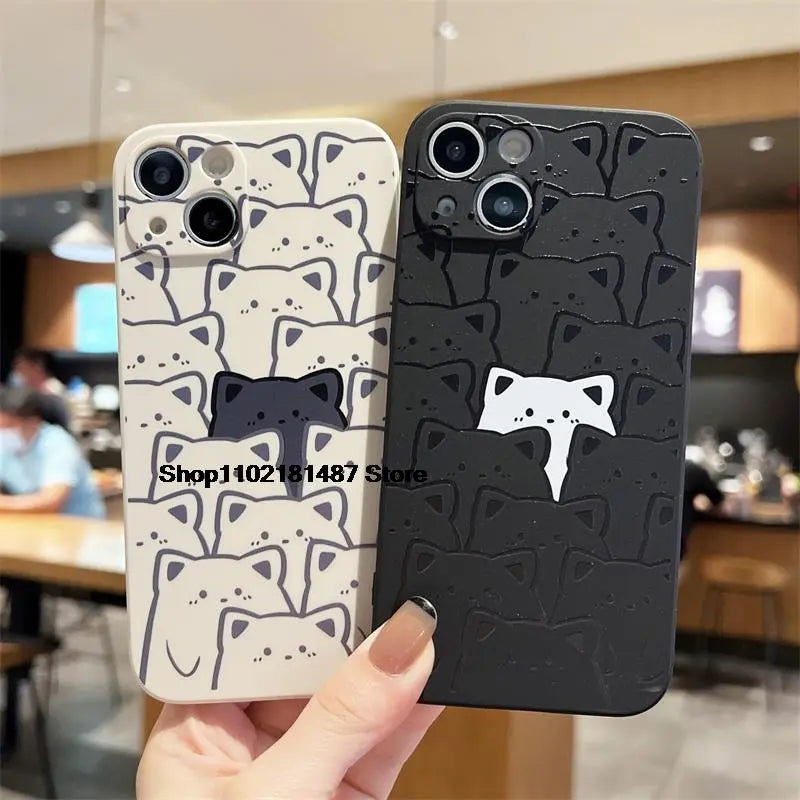 Cartoon Cute Cat Case for IPhone iPhone 15 14 13 12 11 Pro Max XSMAX X XR 7 8 14 15 Plus Cute Couple Soft Silicone bumper case