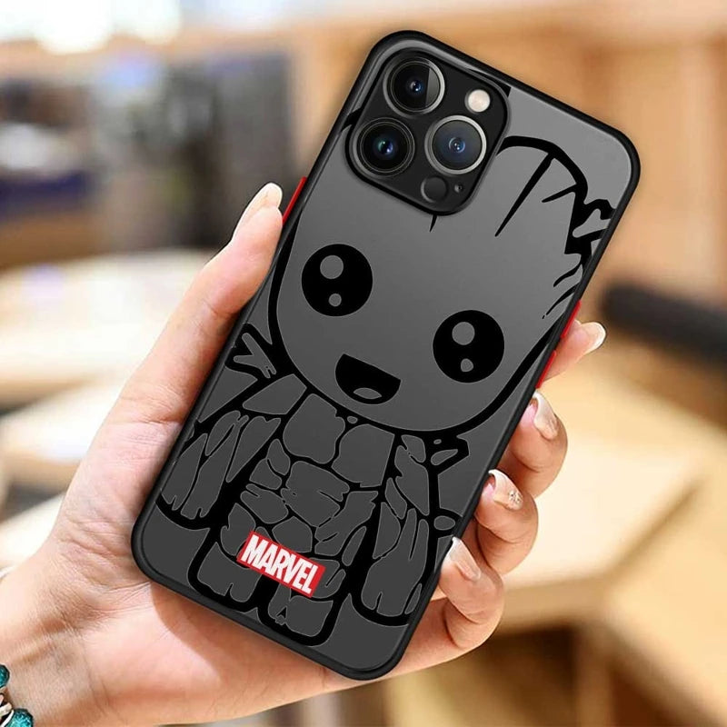 Phone Case For Apple iPhone 11 12 13 14 15 Pro 15 Pro Max 15 Plus XR 12mini 13mini Clear Marvel Groot Spider Iron Man Studio
