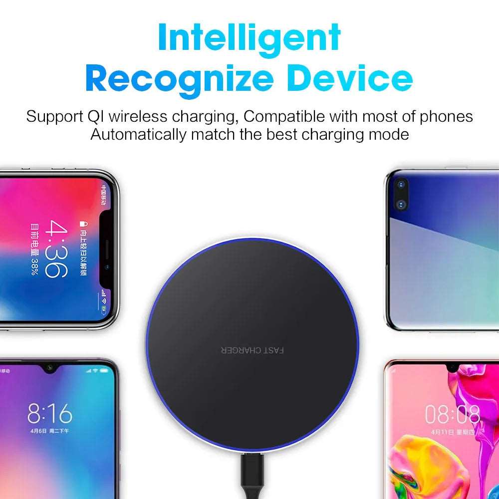 30W Fast Wireless Charger Pad for iPhone 14 13 12 11 Pro Max Samsung Galaxy S22 S21 S20 S10 S9 Xiaomi Wireless Charging Station