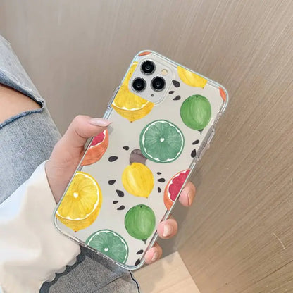 Fruit lemon Phone Case For iPhone 13 14 Pro Max XS XR 12 11 Pro 13 Mini 6 7 8 Plus Soft Clear Back Cover