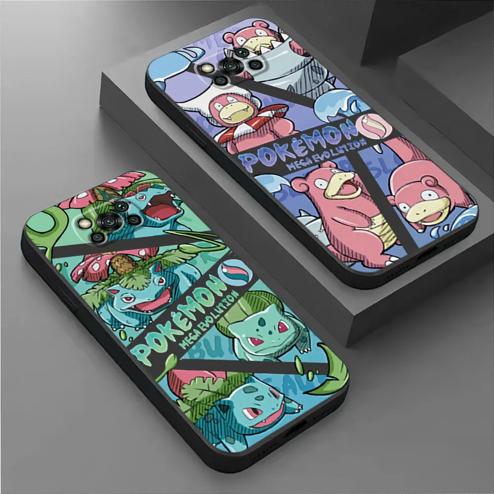 Pikachus Pokemons Case for Apple iPhone 15 14 Plus SE 13 Pro Max 12 Mini 8 11 7 Plus XS X XR Black Soft Luxury Cover