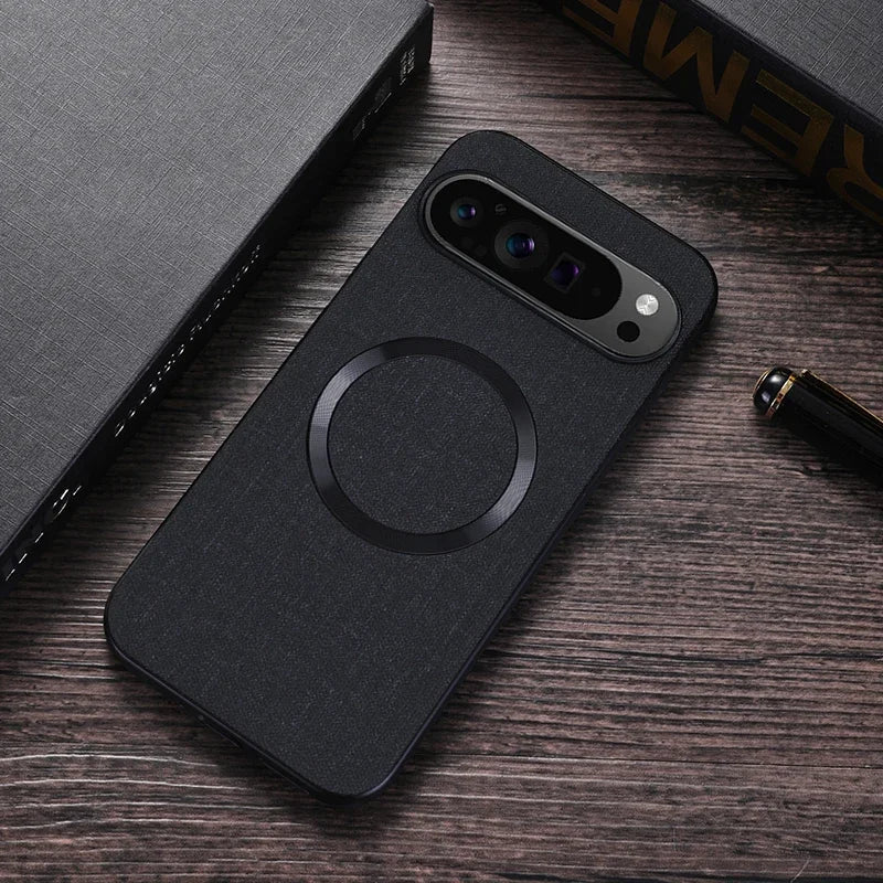 For Pixel 8A Case Fabric Cloth MagSafe Case For Google Pixel 9 XL 9XL 8 7 6 Pro 8A 7A 6A Magnetic Charging PC Shockproof Cover