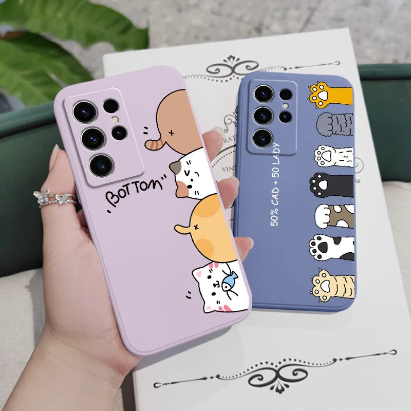 Cat Litter Phone Case For Samsung Galaxy S23 S22 S21 S20 Ultra Plus FE S10 S9 S10E Note 20 ultra 10 9 Plus Cover