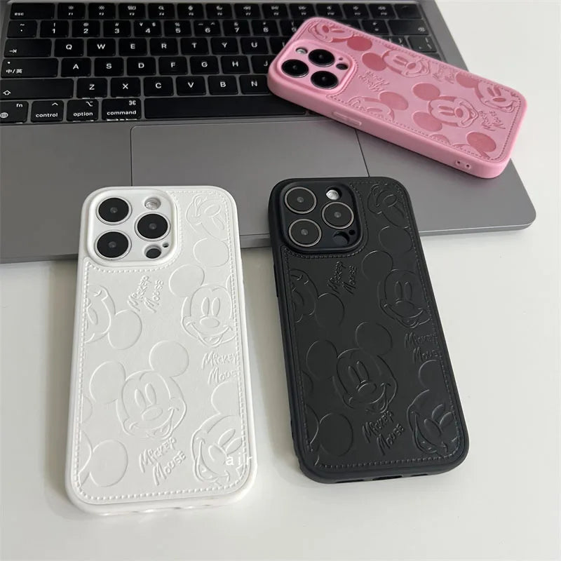 Cute Anime Mickey Mouse Cartoon Phone Case for iPhone 15 14 13 12 11 Pro Max Xr Xs 7 8 14 Plus 3D Disney Soft Silicone Cover