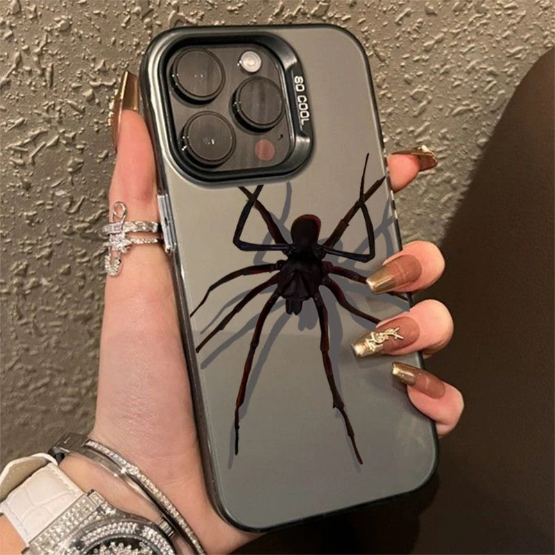 Color Spider Matte Laser Phone Case For iPhone 11 12 13 14 15 Pro Max XS X XR 7 8 15 Plus SE 2020 Shockproof Armour Bumper Cover