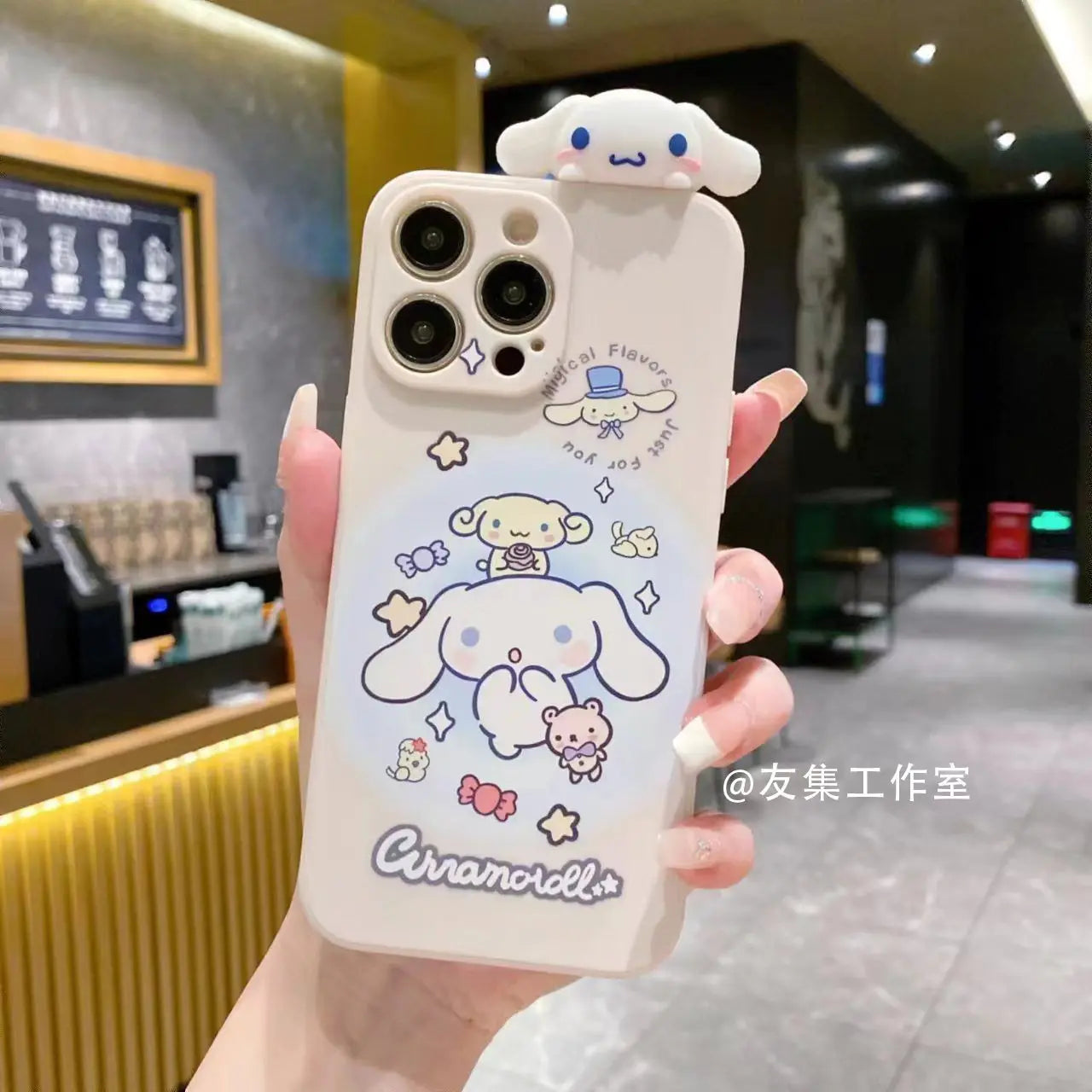 Sanrio Cinnamoroll With Lanyard Holder Phone Cases For iPhone 15 14 13 12 11 Pro Max Mini XR XS MAX 8 X 7 SE Plus Silicone Cover