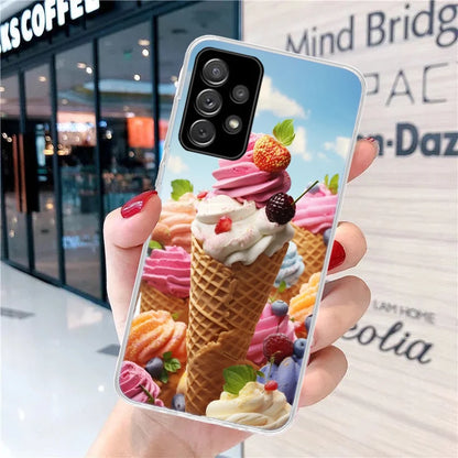 Macaron Ice Cream Cake Doughnut Soft Phone Case for Samsung Galaxy A51 A50S A41 A31 A21S A11 A71 A70 A40 A30S A20E A10 A6 A7 A8