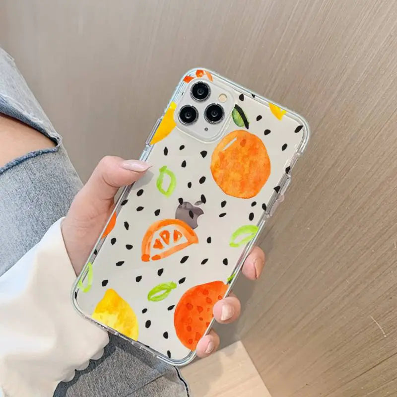 Fruit lemon Phone Case For iPhone 13 14 Pro Max XS XR 12 11 Pro 13 Mini 6 7 8 Plus Soft Clear Back Cover