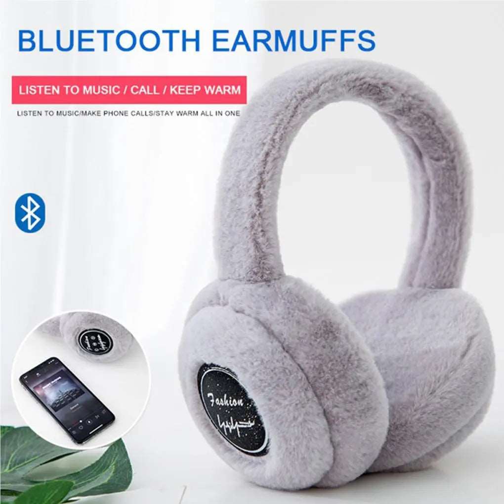 2023 New Winter Outdoor Plush Earmuffs Bluetooth Wireless Cute Warm Fur Headphones Earphones Solid Color Stereo Wireless Headset