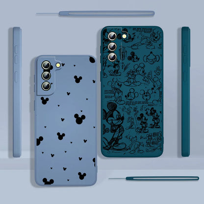 NEW Mickey LOGO Mouse Phone Case For Samsung Galaxy S23 S22 S21 S20 FE S10 Note 20 10 Ultra Lite Plus Liquid Rope Cover