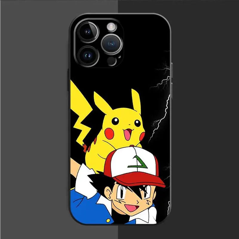 Pokemon Pikachu Squirtle Paste Phone Case for iPhone 14 13 Pro Max 11 12 MINI XS XR X 7 8 6 6S Silicone Cover