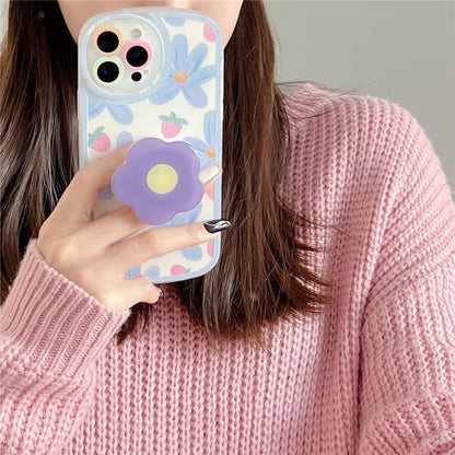 Flower Bracket Ring Holder Stand Soft Phone Case for iphone 13 14 Pro Max 12 MiNi 11 XR X XS 7 8 plus 6 SE Lens Protective Cover