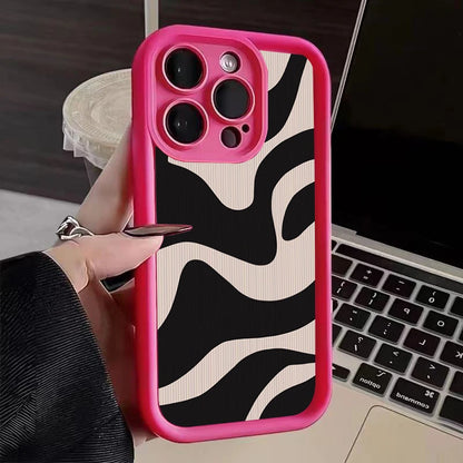 Fashion Zebra Stripes Lattice Pattern Silicone Case For iPhone 15 14 13 12 11 Pro Max XS X XR 7 8 Plus SE 2020 Shockproof Cover