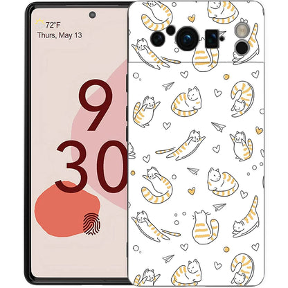 Cat Cute Kitten Cartoon For Google Pixel 8 7 6 Pro 6A 5G Black Phone Case Soft Shockproof Back Cover Silicone TPU Shell Coque