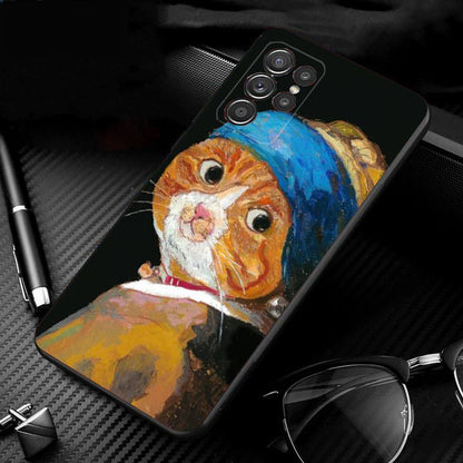 Phone Case for Samsung Galaxy S23 S22 S21 S20 Ultra S20 S22 S21 S10 S9 Plus S10E S20FE Van Gogh Art Cat Case