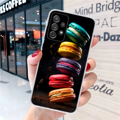 Macaron Ice Cream Cake Doughnut Soft Phone Case for Samsung Galaxy A51 A50S A41 A31 A21S A11 A71 A70 A40 A30S A20E A10 A6 A7 A8