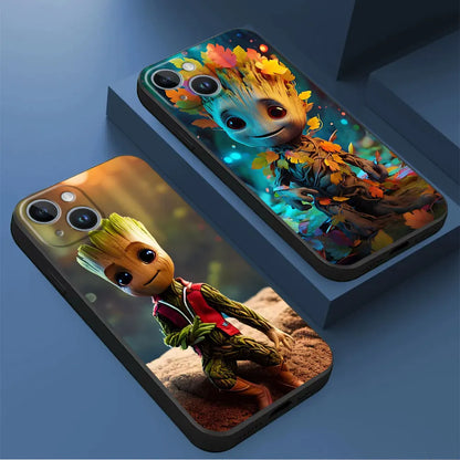 Phone Case for Apple iPhone 8 Plus SE XS X 7 6s 14 13 15 Pro Max 12 Mini XR 11 Pro 14 Silicone Matte Armor Marvel groot Cover