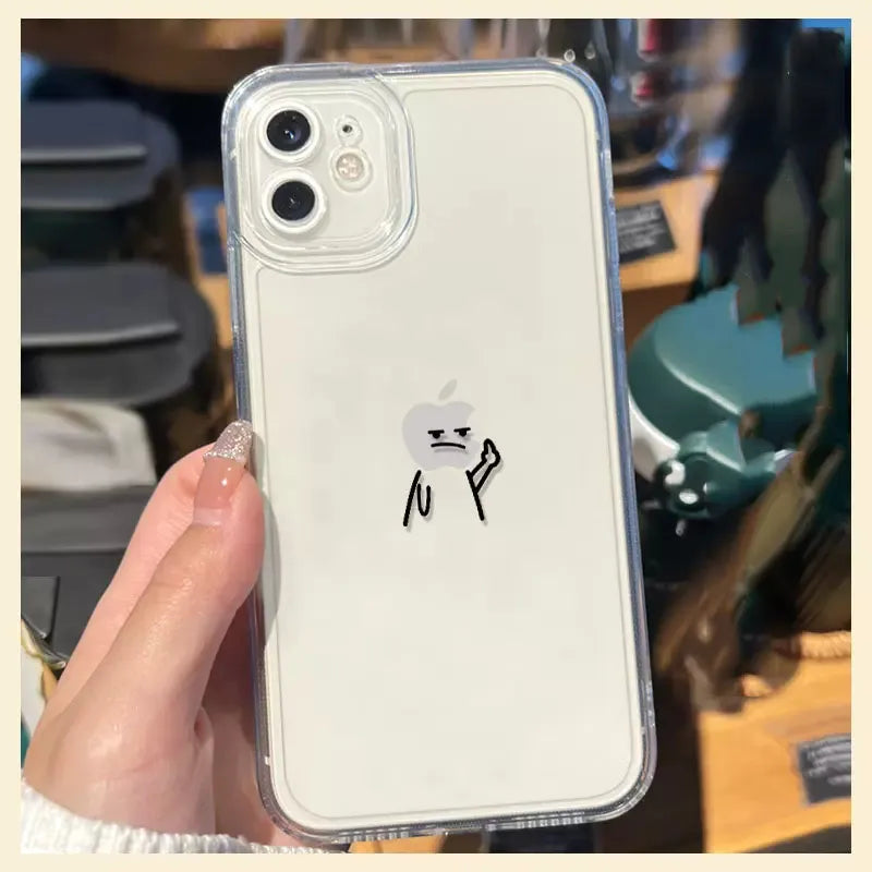 Funny Matchstick Men Clear Phone Case For iPhone 14 13 12 11 15 Pro Max 13 Mini XS Max XR SE 8 14 Plus Transparent Fundas Covers